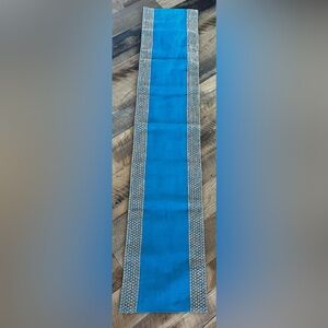Blue Tan Jute Table Runner 14” X 72” Indoor Outdoor Boho Coastal Farmhouse